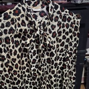 Saint Laurent Leopard Print Blouse